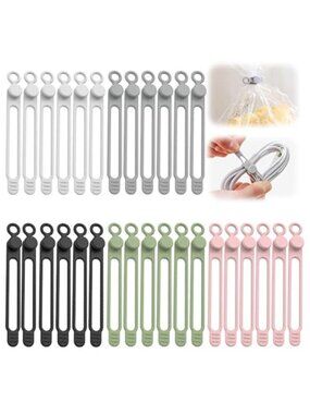 30pc Silicone Cable Ties Reusable Cord Organizer Wire Management Colorful Set